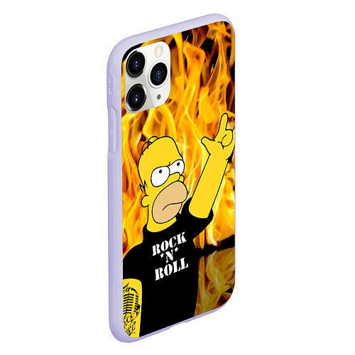 Чехол iPhone 11 Pro матовый Homer Simpson - Rock n Roll! / 3D-Светло-сиреневый – фото 2