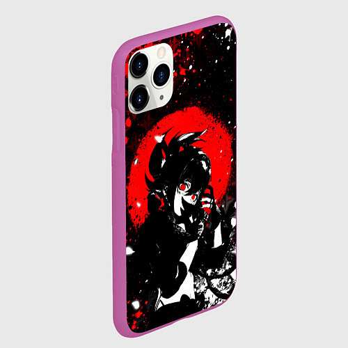 Чехол iPhone 11 Pro матовый Куки шинобу - Мрачный Геншин / 3D-Фиолетовый – фото 2