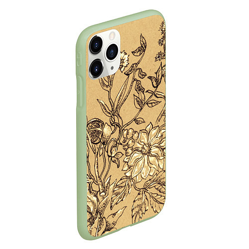 Чехол iPhone 11 Pro матовый Флора рисунок / 3D-Салатовый – фото 2