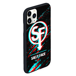 Чехол iPhone 11 Pro матовый Sally Face в стиле glitch и баги графики на темном, цвет: 3D-черный — фото 2