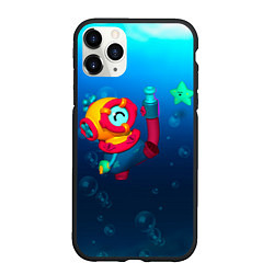 Чехол iPhone 11 Pro матовый Brawl Stars - Отис, подводный мир, цвет: 3D-черный