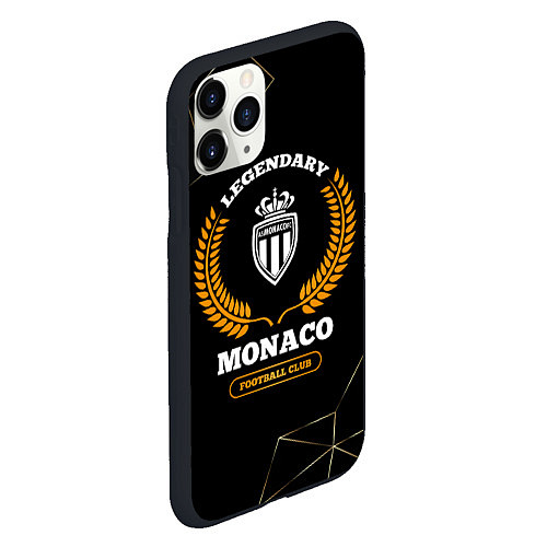 Чехол iPhone 11 Pro матовый Лого Monaco и надпись legendary football club на т / 3D-Черный – фото 2