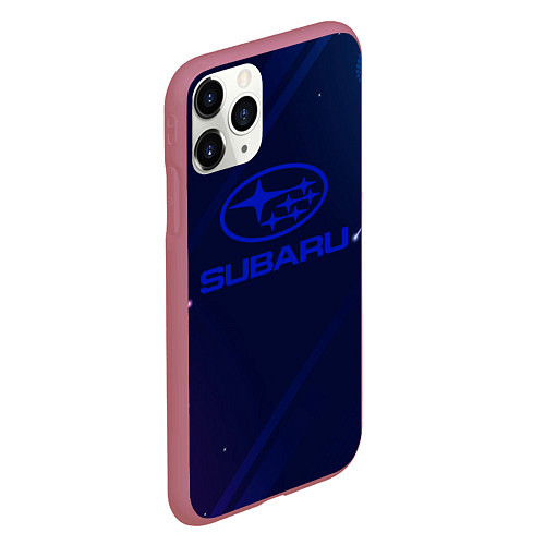 Чехол iPhone 11 Pro матовый Subaru Абстракция неон / 3D-Малиновый – фото 2