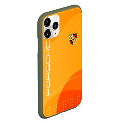 Чехол iPhone 11 Pro матовый Porsche Жёлтая абстракция, цвет: 3D-темно-зеленый — фото 2