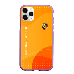 Чехол iPhone 11 Pro матовый Porsche Жёлтая абстракция