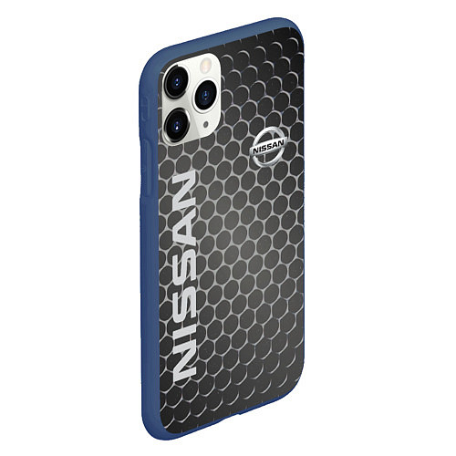 Чехол iPhone 11 Pro матовый Nissan карбон / 3D-Тёмно-синий – фото 2