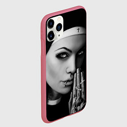 Чехол iPhone 11 Pro матовый Готическая монашка с татуировкой Страсть, цвет: 3D-малиновый — фото 2