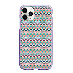 Чехол iPhone 11 Pro матовый Многоцветный полосатый восточный орнамент, цвет: 3D-светло-сиреневый