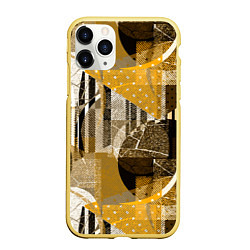 Чехол iPhone 11 Pro матовый Гранжевая абстракция: Черный, белый, горчичный орн, цвет: 3D-желтый