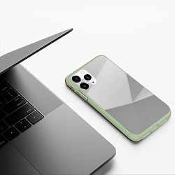 Чехол iPhone 11 Pro матовый Геометрические серые фигуры, цвет: 3D-салатовый — фото 2