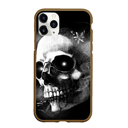 Чехол iPhone 11 Pro матовый Туманный череп - рисунок карандашом, цвет: 3D-коричневый