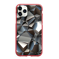 Чехол iPhone 11 Pro матовый Полигональная скальная текстура - объём, цвет: 3D-красный