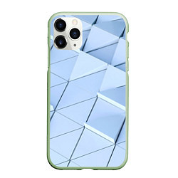 Чехол iPhone 11 Pro матовый Паттерн из треугольников, цвет: 3D-салатовый