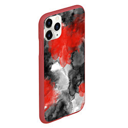 Чехол iPhone 11 Pro матовый Черно-красная абстрактная текстура акварели, цвет: 3D-красный — фото 2
