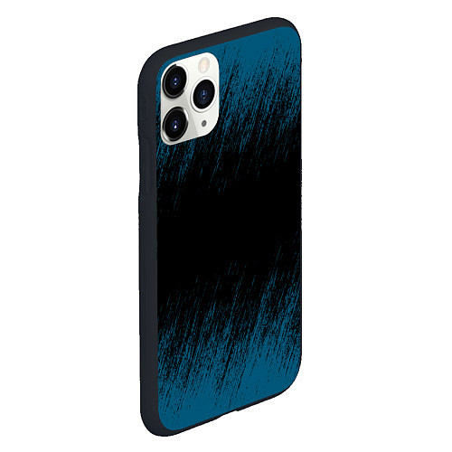 Чехол iPhone 11 Pro матовый Синие штрихи на черном / 3D-Черный – фото 2