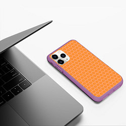 Чехол iPhone 11 Pro матовый Оранжево-желтые цветочки, цвет: 3D-фиолетовый — фото 2