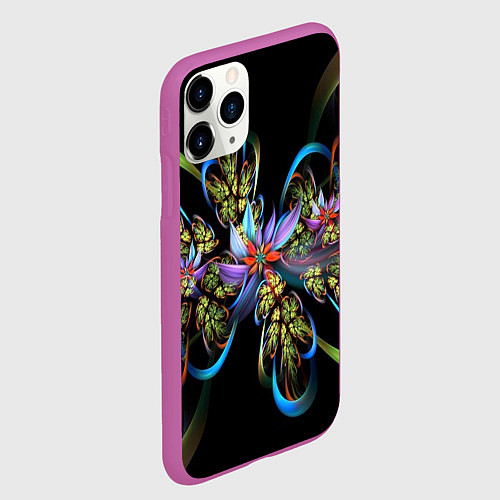 Чехол iPhone 11 Pro матовый Необычный абстрактный узор / 3D-Фиолетовый – фото 2