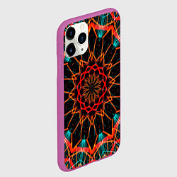 Чехол iPhone 11 Pro матовый Фрактальная мандала, цвет: 3D-фиолетовый — фото 2