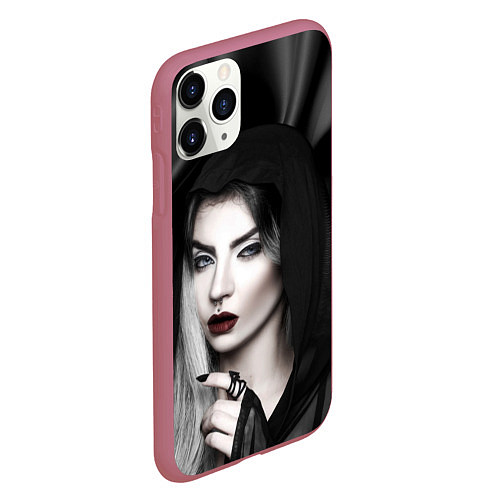 Чехол iPhone 11 Pro матовый Готическая девушка / 3D-Малиновый – фото 2