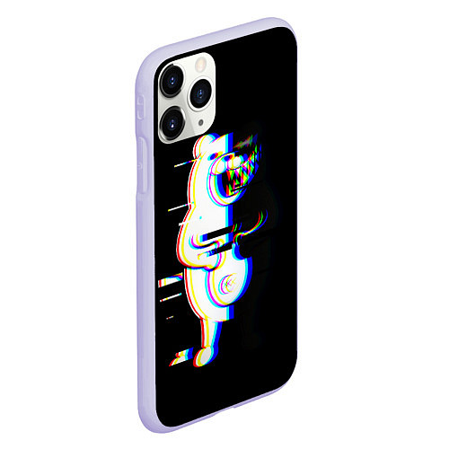 Чехол iPhone 11 Pro матовый Danganronpa monokuma glitch / 3D-Светло-сиреневый – фото 2