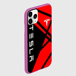 Чехол iPhone 11 Pro матовый Тесла - Красная абстракция, цвет: 3D-фиолетовый — фото 2