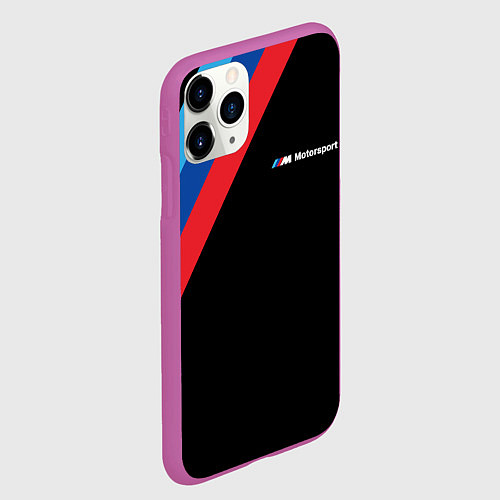 Чехол iPhone 11 Pro матовый BMW Motosport - Три линии / 3D-Фиолетовый – фото 2