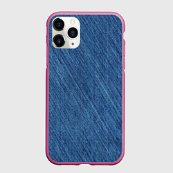 Чехол iPhone 11 Pro матовый Деним - джинсовая ткань текстура, цвет: 3D-малиновый