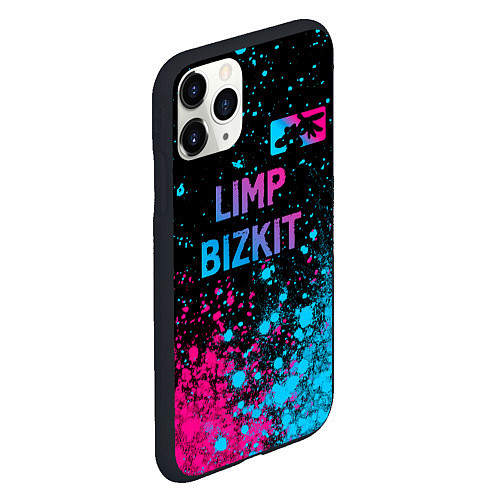 Чехол iPhone 11 Pro матовый Limp Bizkit - neon gradient: символ сверху / 3D-Черный – фото 2