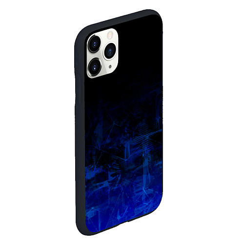 Чехол iPhone 11 Pro матовый Однотонный черный и темно синий гранжевый градиент / 3D-Черный – фото 2