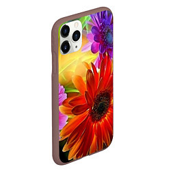 Чехол iPhone 11 Pro матовый Яркий цветочный арт, цвет: 3D-коричневый — фото 2