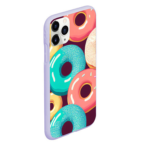 Чехол iPhone 11 Pro матовый Пончики и только пончики / 3D-Светло-сиреневый – фото 2