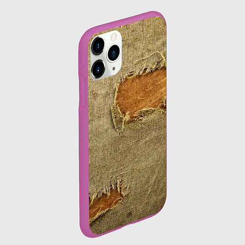 Чехол iPhone 11 Pro матовый Старая рваная мешковина - авангард / 3D-Фиолетовый – фото 2