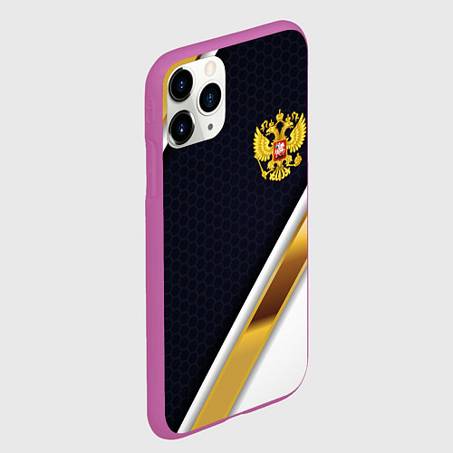 Чехол iPhone 11 Pro матовый Gold and white Russia / 3D-Фиолетовый – фото 2