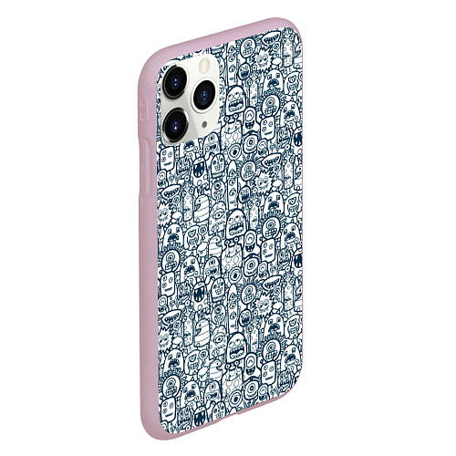 Чехол iPhone 11 Pro матовый Монстрики с антенками / 3D-Розовый – фото 2