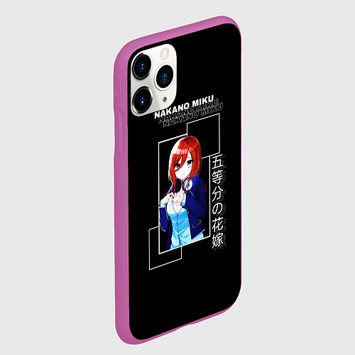 Чехол iPhone 11 Pro матовый Мику Накано - Пять невест аниме / 3D-Фиолетовый – фото 2