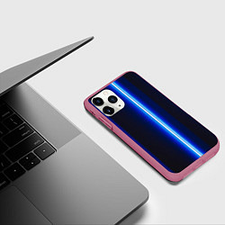 Чехол iPhone 11 Pro матовый Неоновое синее свечение, цвет: 3D-малиновый — фото 2