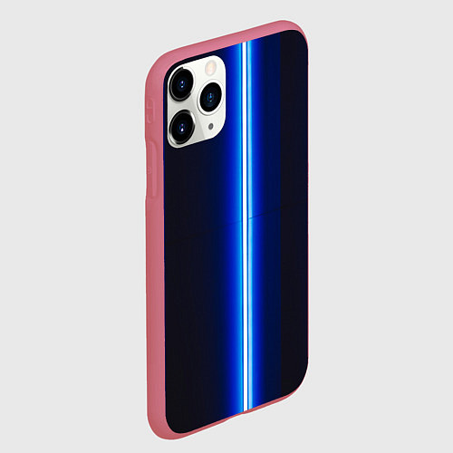Чехол iPhone 11 Pro матовый Неоновое синее свечение / 3D-Малиновый – фото 2