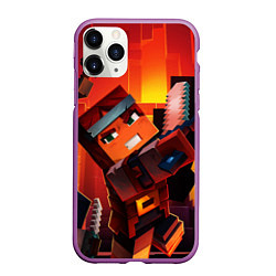 Чехол iPhone 11 Pro матовый Minecraft арт, цвет: 3D-фиолетовый