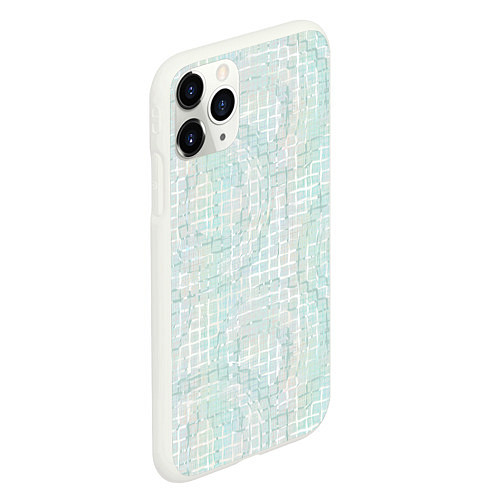 Чехол iPhone 11 Pro матовый Круги на клетчатом серо-белом фоне / 3D-Белый – фото 2