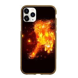 Чехол iPhone 11 Pro матовый Огненная лошадь мчит галопом, цвет: 3D-коричневый