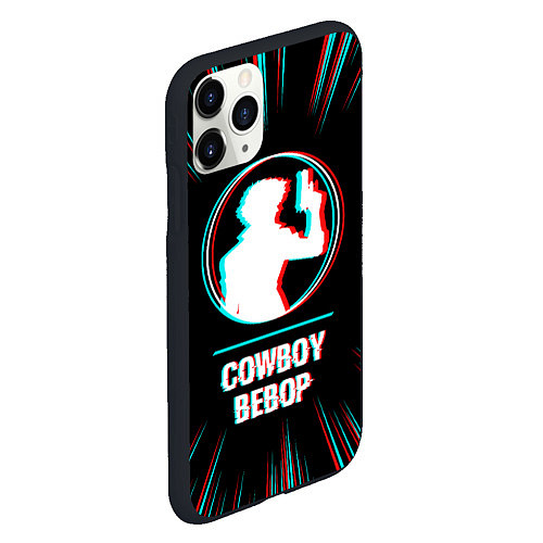 Чехол iPhone 11 Pro матовый Символ Cowboy Bebop в стиле glitch на темном фоне / 3D-Черный – фото 2