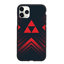 Чехол iPhone 11 Pro матовый Красный символ Zelda на темном фоне со стрелками, цвет: 3D-черный