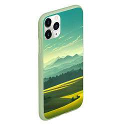Чехол iPhone 11 Pro матовый Зелёная долина, пейзаж, цвет: 3D-салатовый — фото 2