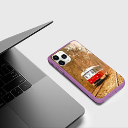 Чехол iPhone 11 Pro матовый Одинокий трамвай - Россия, цвет: 3D-фиолетовый — фото 2