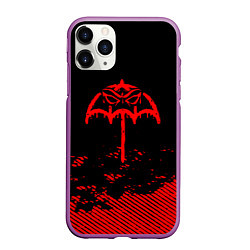 Чехол iPhone 11 Pro матовый Bring Me the Horizon красный фонтик