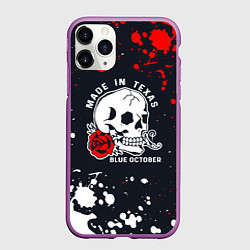 Чехол iPhone 11 Pro матовый Blue october брызги красок, цвет: 3D-фиолетовый