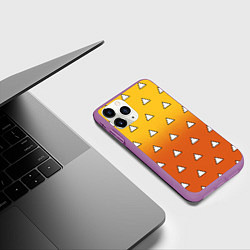 Чехол iPhone 11 Pro матовый Оранжевое кимоно с треугольниками - Зеницу клинок, цвет: 3D-фиолетовый — фото 2