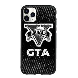 Чехол iPhone 11 Pro матовый GTA с потертостями на темном фоне, цвет: 3D-черный