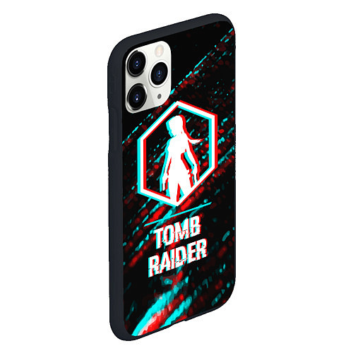 Чехол iPhone 11 Pro матовый Tomb Raider в стиле glitch и баги графики на темно / 3D-Черный – фото 2