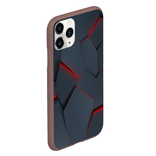 Чехол iPhone 11 Pro матовый Геометрический узор треснутого асфальта / 3D-Коричневый – фото 2